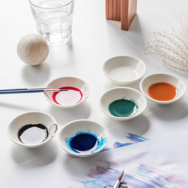 Porcelain White Round Watercolor Paint Palette, Mixing Trays Set Ceramic Artist Paint Palette Container Dish for Painting Gouache Acrylic, Stackable 12 Pack - NewNest Australia