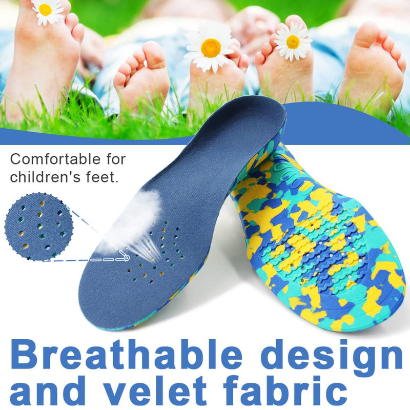 Ailaka Kids Orthotic Cushioning Arch Support Shoe Insoles, Children EVA Foam Inserts for Flat Feet, Plantar Fasciitis, Blue, 11.5/13 UK Child - NewNest Australia