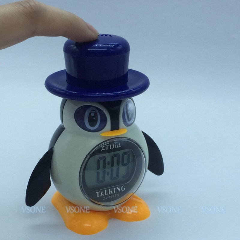 NewNest Australia - Spanish Talking LCD Digital Alarm Clock Penguin Shape Gifts for Children 