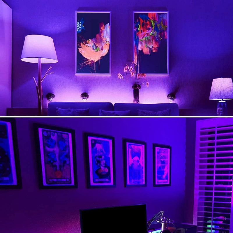 Onforu LED Black Light Bulbs 60W Equivalent, A19 E26 7W Blacklight Bulb for Glow in The Dark, Halloween Lights, 120V, Level 385-400nm, Purple Bulb for Blacklight Party, Body Paint, Fluorescent Poster - NewNest Australia