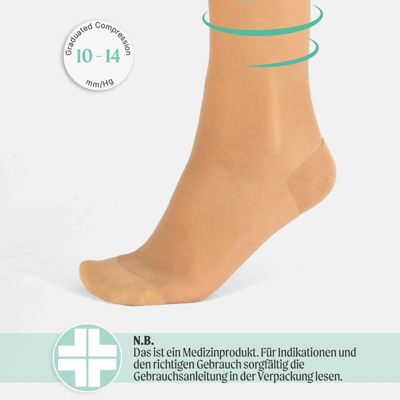 CALZITALY PACK 1/2 knee socks with graduated compression, compression stockings unisex, 70 DEN, 10-14 mm/Hg | Made in Italy L-XL skin color - NewNest Australia