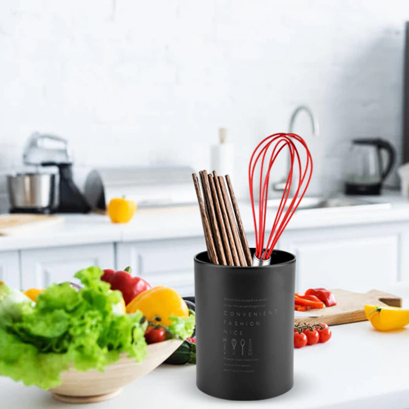 Black Utensil Holder Caddy, Metal Utensil Storage Basket Practical Kitchen Utensil Organiser Compact Flatware Silverware Organizer Tableware Holder for Forks Knives and Spoons Black - NewNest Australia