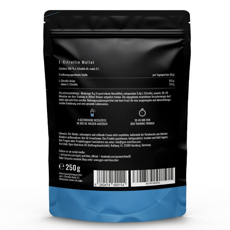 L-Citrulline Malate Powder | Vegan | Nitrogen ‚ German Premium Quality Booster For Better Blood Circulation, Pump And More Power (Vegan & Halal) | No Nitrogen Booster For Training Gym ‚ Nutrition - NewNest Australia