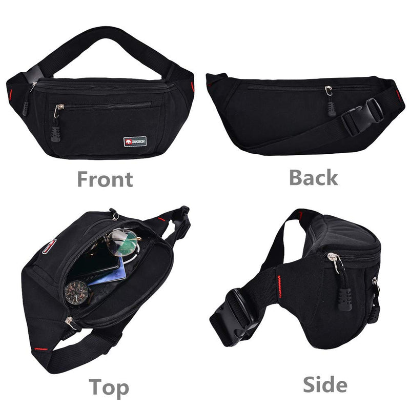 2 Packs Fanny Packs for Men and Women, Waterproof Sports Waist Pack Bag Hip Bum Bag for Travel Hiking Running (Black + Light Blue) Black + Light Blue - NewNest Australia