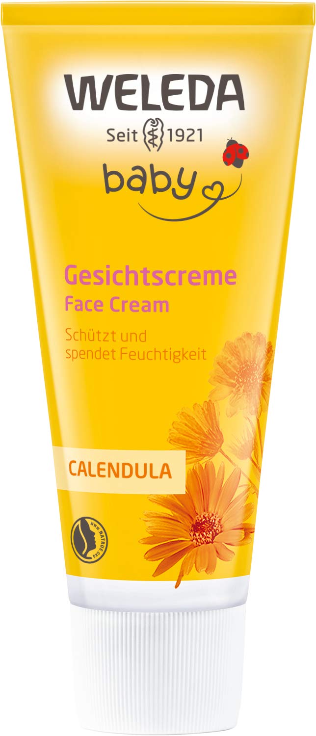 WELEDA Organic Baby Calendula Face Cream - natural cosmetics moisturizer with almond oil & beeswax to care for dry skin. Natural facial care cream for babies & children (1x 50ml) - NewNest Australia