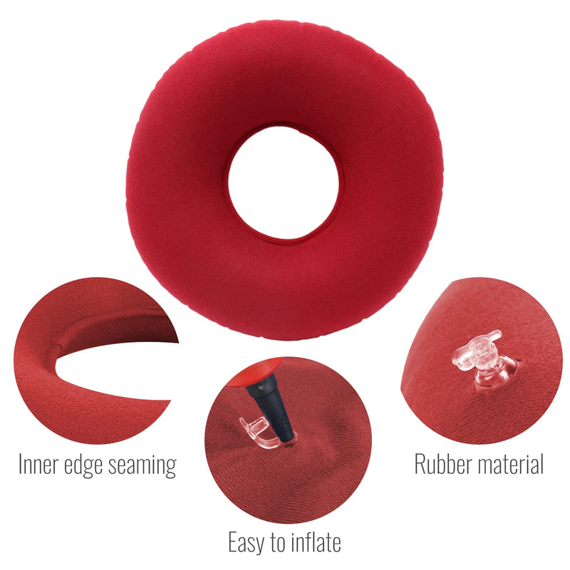 Tuakimce Hemorrhoids Seat Cushion, Inflatable Hemorrhoids Coccyx Seat Ring, Orthopedic Seat Cushion With Pump, Hardness, Adjustable For Coccyx Bedsores, Wheelchairs (Red1) - NewNest Australia