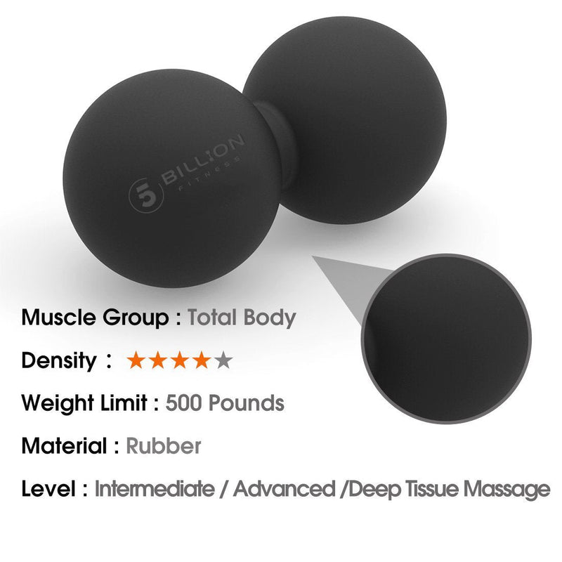 5BILLION Peanut Massage Ball - Double Lacrosse Massage Ball & Mobility Ball for Physical Therapy - Deep Tissue Massage Tool for Myofascial Release, Muscle Relaxer, Acupoint Massage Black - NewNest Australia