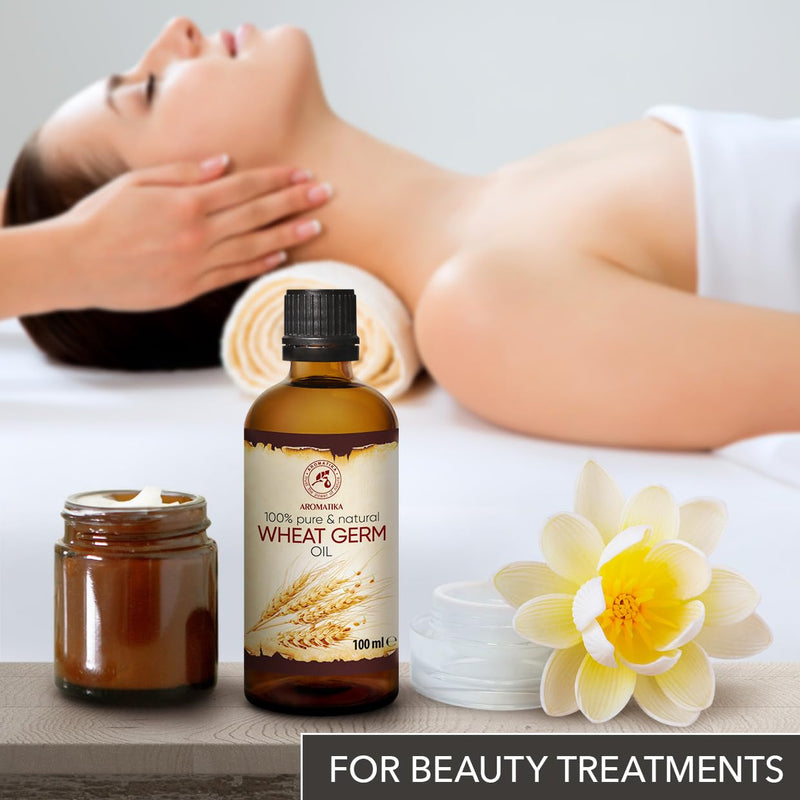 Wheat Germ Oil 100 Ml - Usa - Cold Pressed & Refined - 100% Pure & Natural - Glass Bottle - Base Oil - Care For Face - Body - Hair - For Beauty - Massage - Body Care - Wheat Germ Oil - NewNest Australia