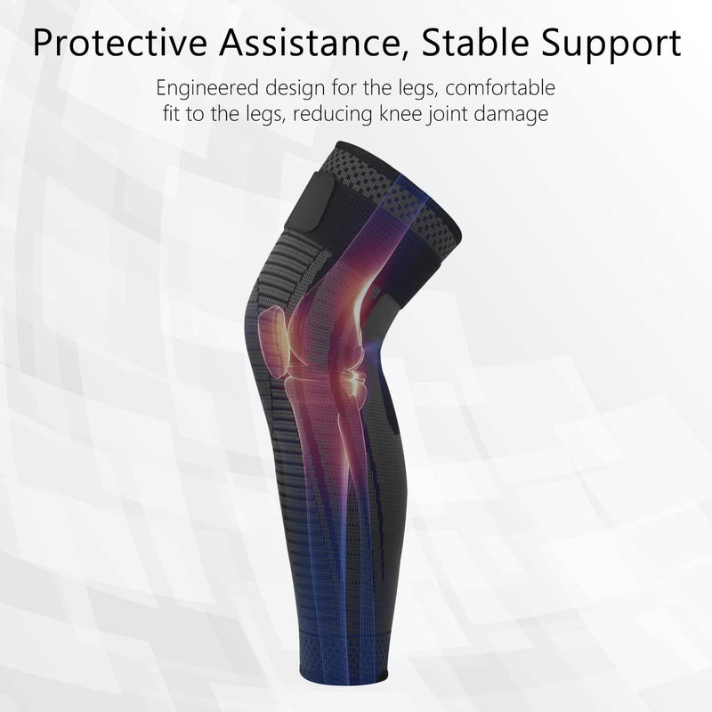 Full Leg Compression Sleeves 2 Pack anti Slip Ventilation Long Knee Support with Wraps for Men and Women , Suite for ACL, PCL, Meniscus Tear, Arthritis, Tendinitis (Black, Large) Black - NewNest Australia