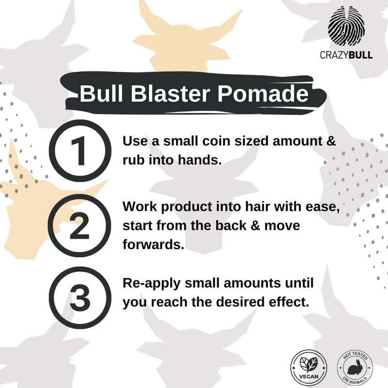Crazy Bull Pomade - Vegan & Water Based Strong Hold Hair Styler with High Shine Finish - Styling Product with Artificial Beeswax for Thickening, Volumising, & Defining Hair - Light Cologne Scent - NewNest Australia