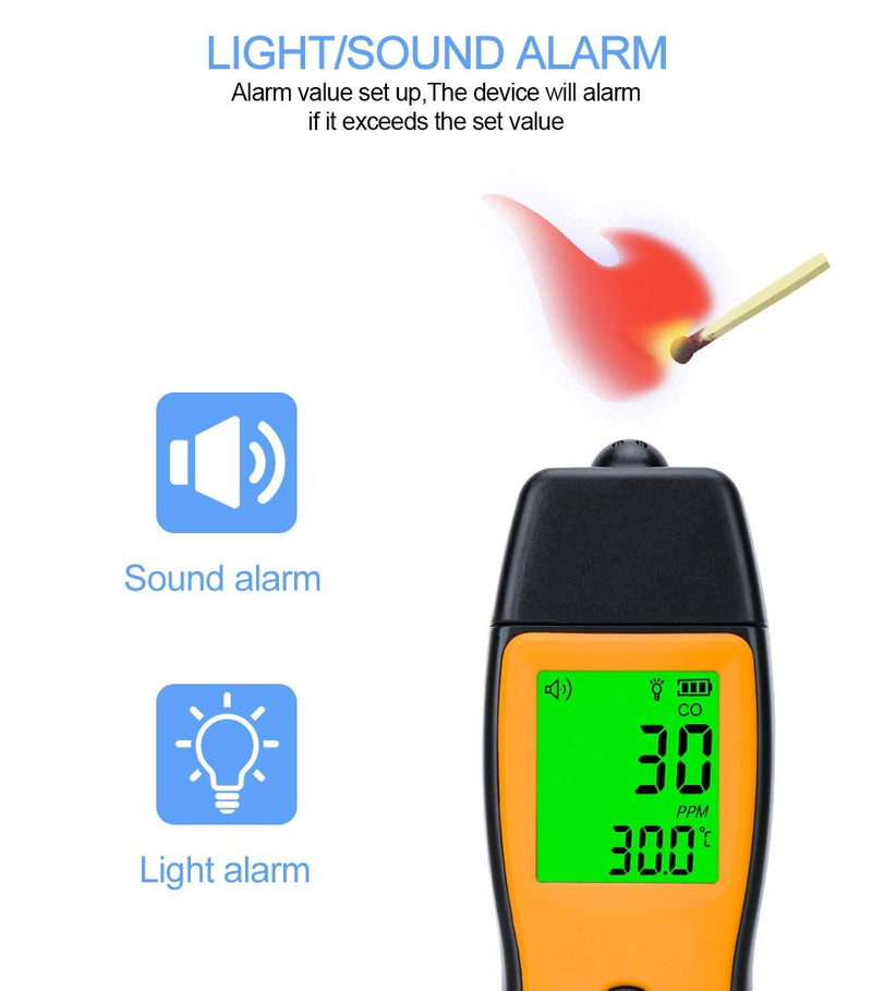 Handheld Carbon Monoxide Meter, Portable CO Gas Detector, Gas Tester with 0～1000ppm Range, 1PPM Resolution(Battery NOT Included) - NewNest Australia