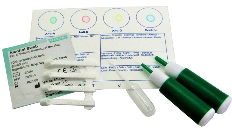 Eldoncard Blood Type Test (Complete Kit) - Air Sealed Envelope, Safety Lancet, Micropipette, Cleansing Swab - NewNest Australia
