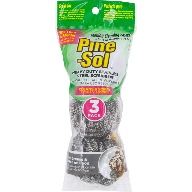 Pine-Sol Heavy-Duty Stainless Steel Scrubbers | Won’t Rust or Splinter | Scrub Sponges for Cast Iron, Oven Racks, Grills, 3 Pack - NewNest Australia