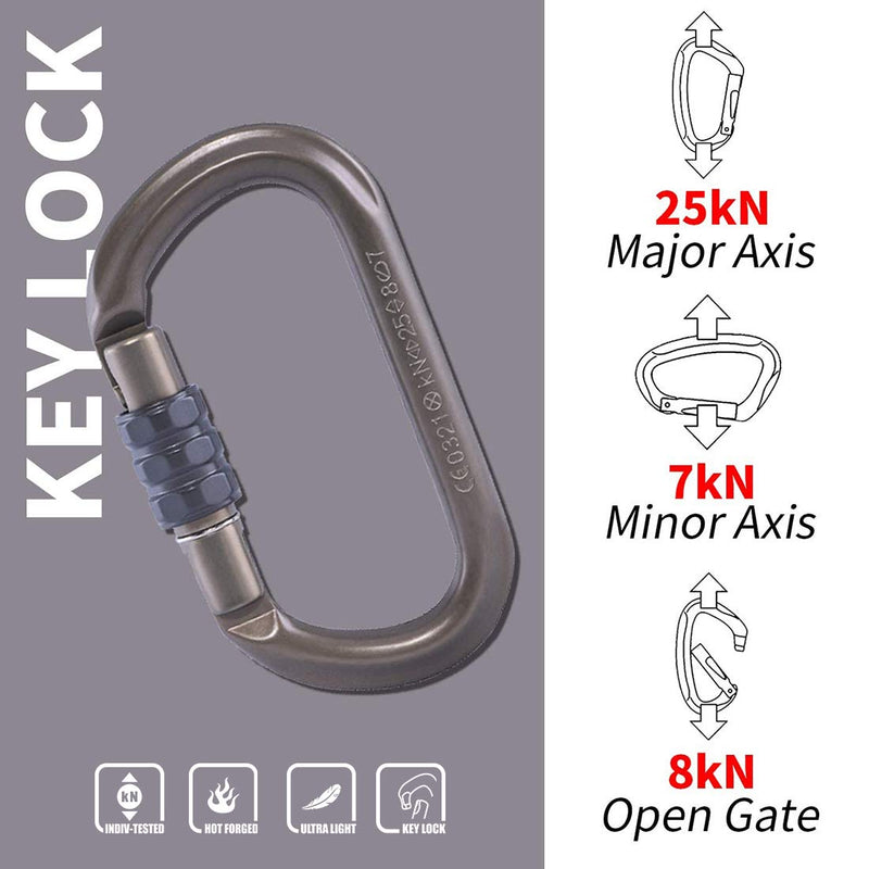 KAILAS 25KN Rock Climbing Carabiner Clip Heavy Duty Screw Gate Buckle Aluminium Ultra Studry Oval HCA Locking Carabiners - NewNest Australia