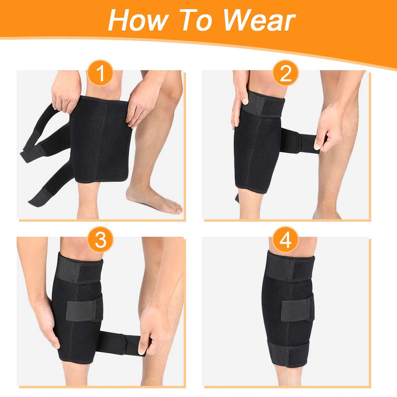 Calf Brace, Shin Splint Support Lower Leg Compression Wrap with Adjustable Three Anti-Slip Strap Support for Pulled Calf Muscle Pain Strain Injury, Sprain and Swelling, Fits Men and Women (Black) - NewNest Australia