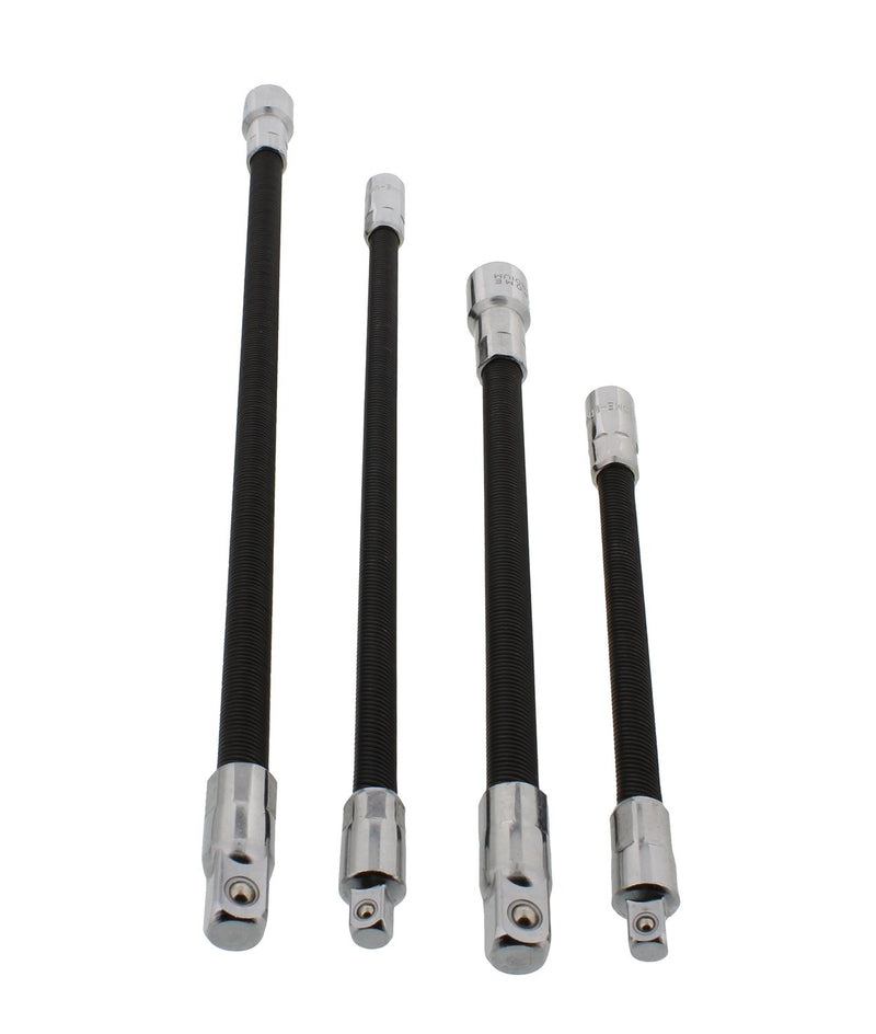 ABN Flexible Socket Extension Cables - 4pc Flex Socket Extension Bar Set 1/4in and 3/8in Drive Light Impact Extender - NewNest Australia