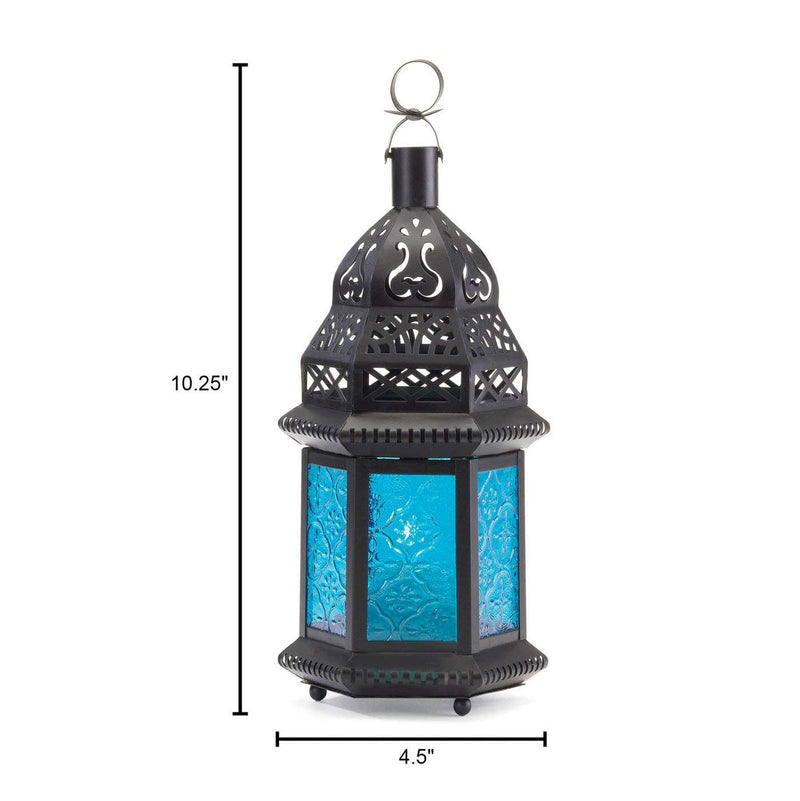 NewNest Australia - Koehler 37438 10.25 Inch Blue Glass Moroccan Style Lantern 