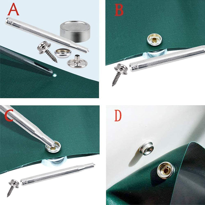 Crafts Man 150 PCS Canvas Snap Kit Tool,Metal Screws Snaps Marine Grade 3/8" Socket Stainless Steel Boat Canvas Snaps with 2 Pcs Setting Tool for Boat Cover Furniture (150 pcs) - NewNest Australia