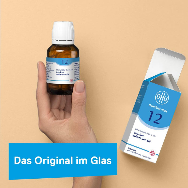 DHU Schüßler salt No. 12 Calcium sulfuricum D6, the mineral salt for the joints - the original - environmentally friendly in a medicine jar, 200 tablets - NewNest Australia