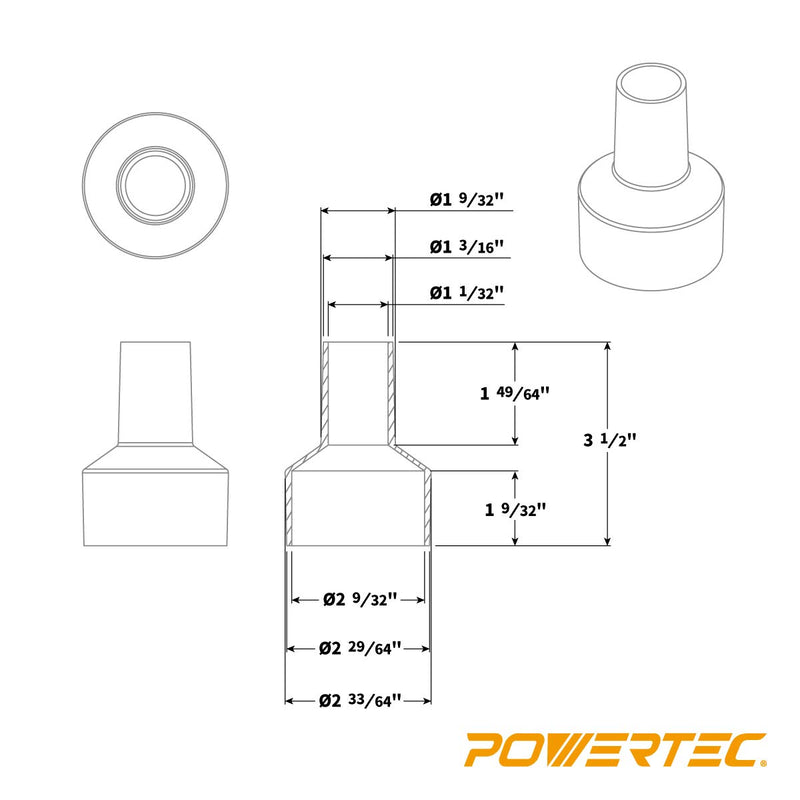 Powertec 70140 2-1/2” to 1-1/4” Hose Reducer 2-1/2" to 1-1/4" - NewNest Australia