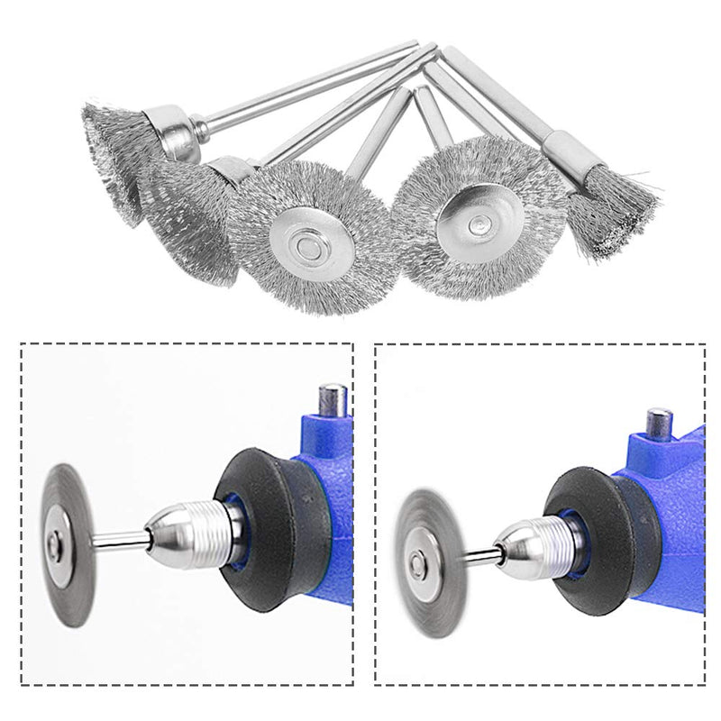 Mesee 45Pcs Silver Steel Wire Brush Set 1/8" Shank Wheel Cup Pen Polishing Brushes Kit for Rotary Tool Buffing Cleaning Grinding Accessories - NewNest Australia