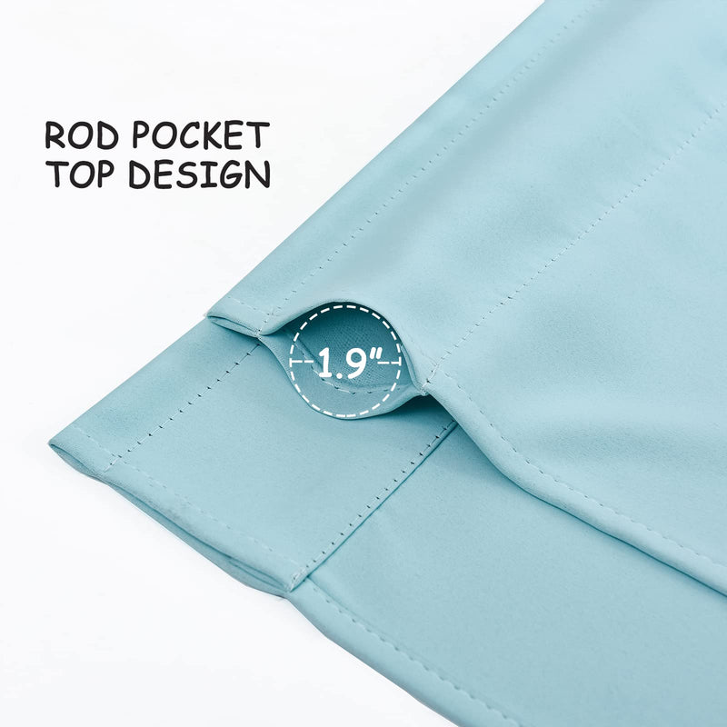 Aqua Blue Window Curtain Valances 18 Inch Length 2 Panels Rod Pocket Short Kitchen Curtains for Small Windows, Thermal Insulated Valance Curtains for Bathroom Living Room Bedroom Kids Room Cafe 42x18 42"Wx18"L Aqua Blue - NewNest Australia