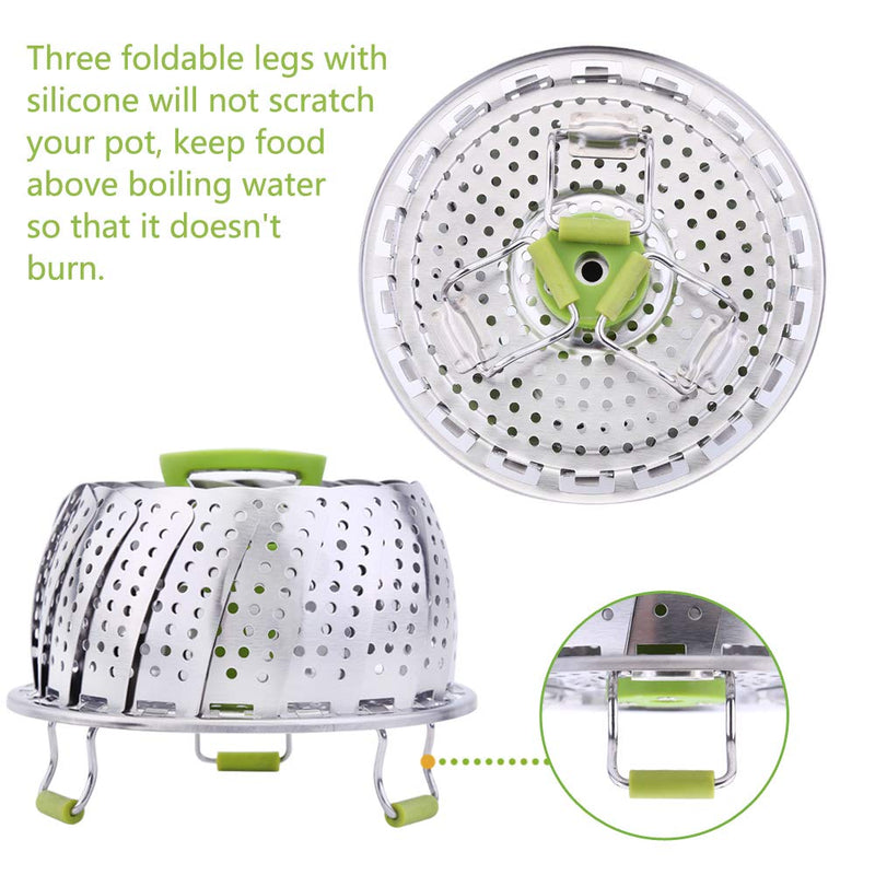 Vegetable Steamer Basket - Stainless Steel Collapsible Steamer Insert for Steaming Veggie Fish Seafood Cooking, Adjustable Sizes to Fit Various Pots (5.1" to 9.2") 5.1" to 9.2" - NewNest Australia