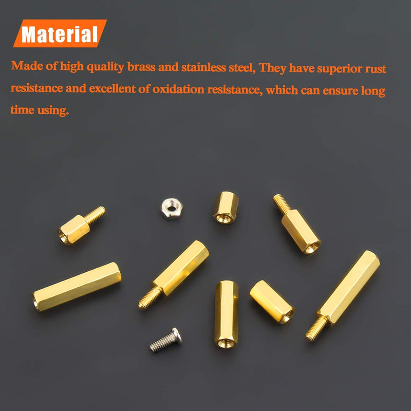 HELIFOUNER 200 Pieces M2.5 Male Female Hex Brass Spacer Standoff Screw Nut Assortment Kit - NewNest Australia