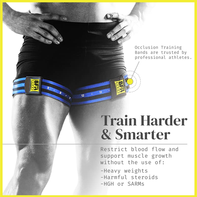 BFR BANDS Occlusion Training Bands, Blood Flow Restriction Bands for Arms, Legs or Glutes, Help Gain Muscle Without Lifting Heavy Weights, Strong Elastic Strap + Quick-Release Pro Bands 2pk - NewNest Australia