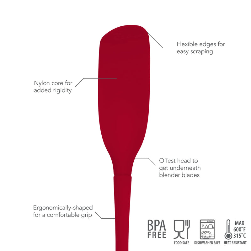 Tovolo Flex-Core All-Silicone Flexible Edge Blender Spatula With Extra-Long Handle, Angled Head Reaches Below Blades, Silicone Spatula for Smoothies & Blended Cocktails Cayenne - NewNest Australia