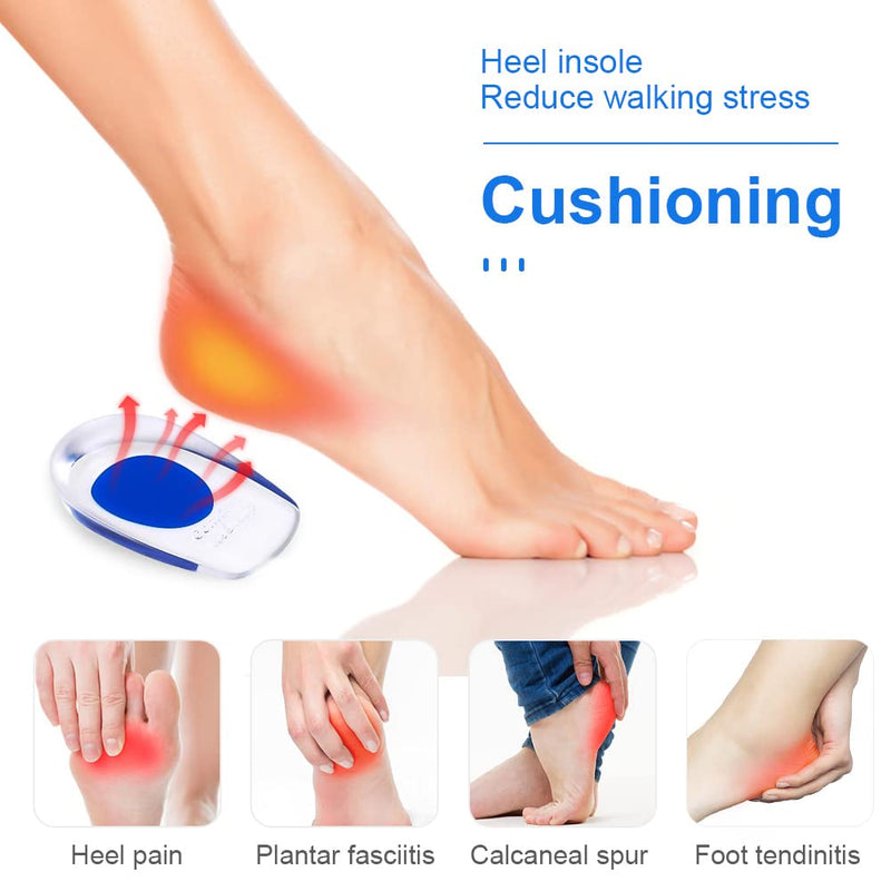 ACWOO heel spur insoles, 2 pairs of heel pads, heel protection for shoes, soft gel insoles for women and men, heel cushion orthopedic for the heel and Achilles tendon (L) 40-45 - NewNest Australia