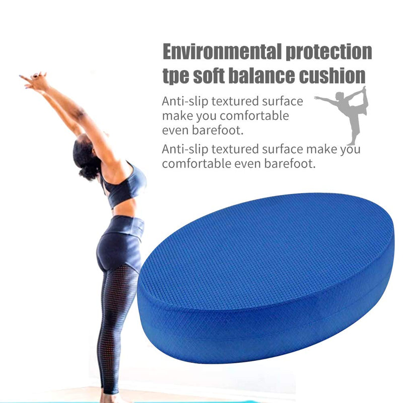 Tookie Yoga Cushion Pad, Oval Yoga Foam Board Balance Pad, Stability Trainning Fitness Exercise Cushion for Therapy, Pilates, Balancing Trainning Equipment for Strength (Blue,Size:7.09x12.2x2.36inch) 7.09*12.20*2.36inch Blue - NewNest Australia