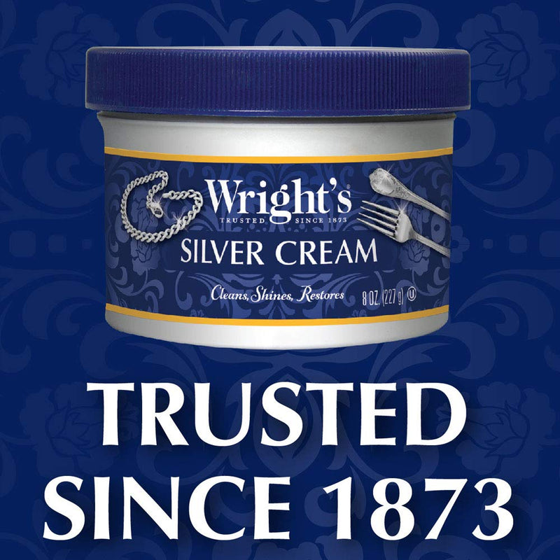 Wright's Silver Cleaner and Polish Cream - 8 Ounce 2 Pack with Polishing Cloth - Ammonia-Free - Gently Clean and Remove Tarnish without Scratching - NewNest Australia