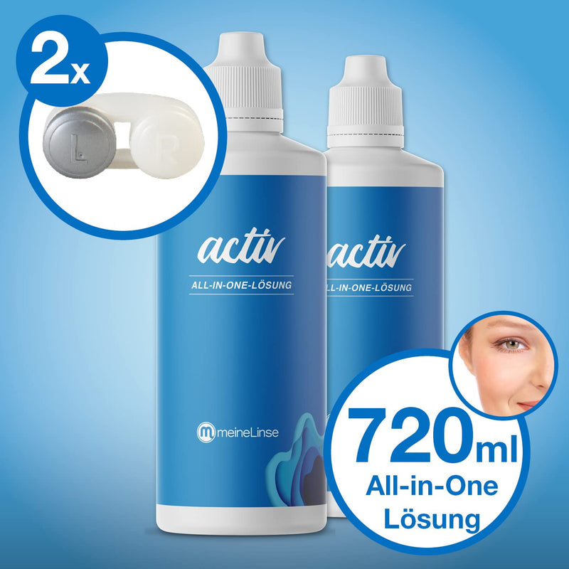 Meinelinse Activ All-In-One Double Pack 2 X 360Ml, Contact Lens Fluid For Soft Lenses - Contact Lens Fluid For Monthly Lenses And Weekly Lenses Incl. 2 Containers - NewNest Australia