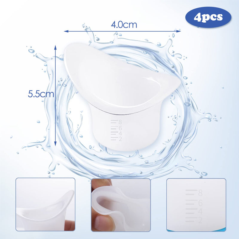 iTGOOS 4 Piece 8ml Eye Wash Cup Reusable, Silicone Eye Bath Cup, Eye Cups Wash Portable, Eye Flush Cups, for Travel & Effective Eye Cleansing - NewNest Australia
