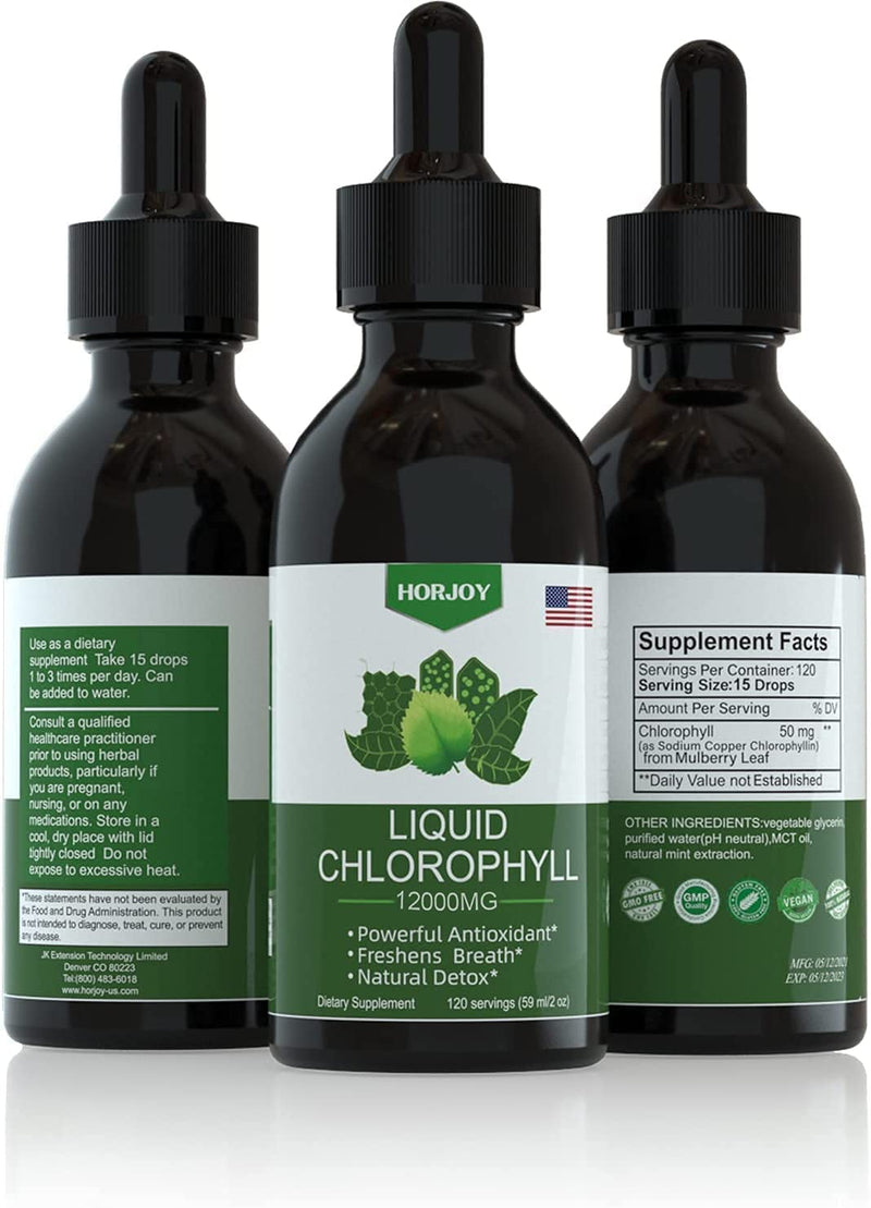 Chlorophyll Liquid Drops - 100% Natural Energy Booster and Immune Support - Internal Deodorant and Detox - Altitude Sickness Relief - Fast Absorption, Vegan & Non-GMO - 120 Servings(100mg) 2 Ounce (Pack of 1) - NewNest Australia