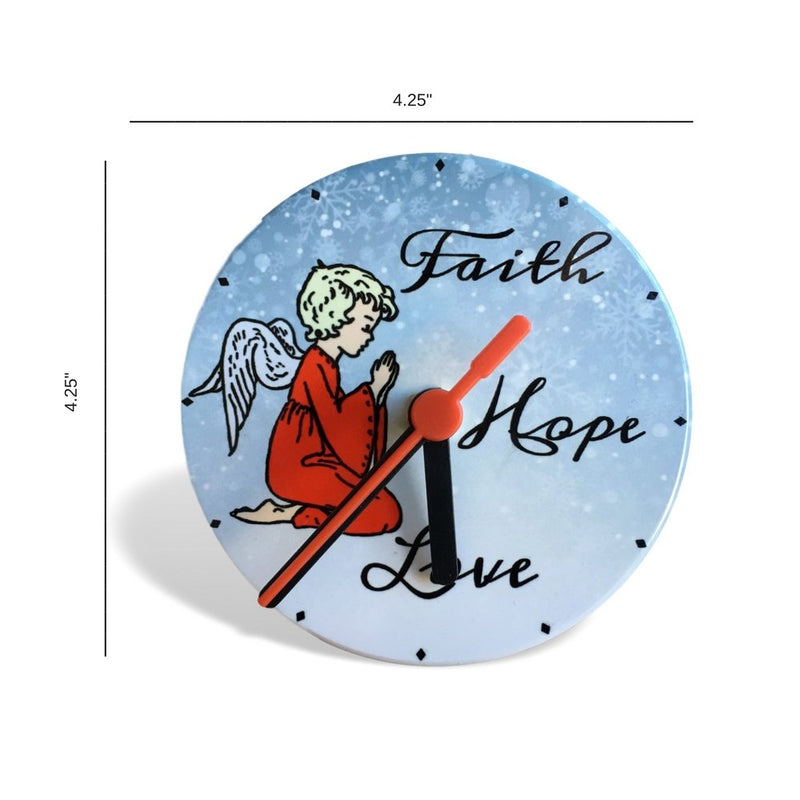 NewNest Australia - BANBERRY DESIGNS Faith Hope Love Desktop Clock - 4.25" Decorative Clock Design - Inspirational 