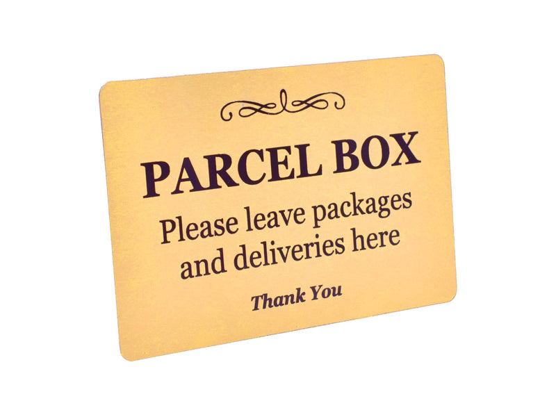 Parcel Box Sign - Manufactured from Metal. Aluminium with 3M Adhesive. Notice for Deliveries, Packages and Post. Make Sure You Don’t Lose Any Mail Again (Brass) Brass - NewNest Australia