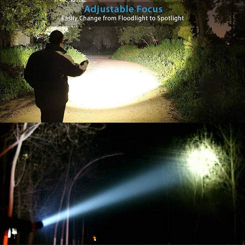 Rechargeable Flashlight, LED Tactical Flashlight, 1200 Lumens Super Bright Pocket-Sized T6 LED Torch with Clip, IPX6 Water Resistant, 4 Modes for Camping Hiking Emergency (2 pack) 2 Pack - NewNest Australia