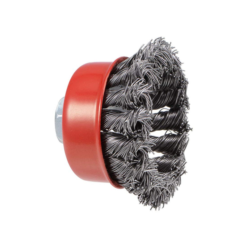 uxcell 2-1/2-Inch Wire Cup Brush Twist Knotted Crimped Steel with M14 Threaded Hole 3 Pcs - NewNest Australia