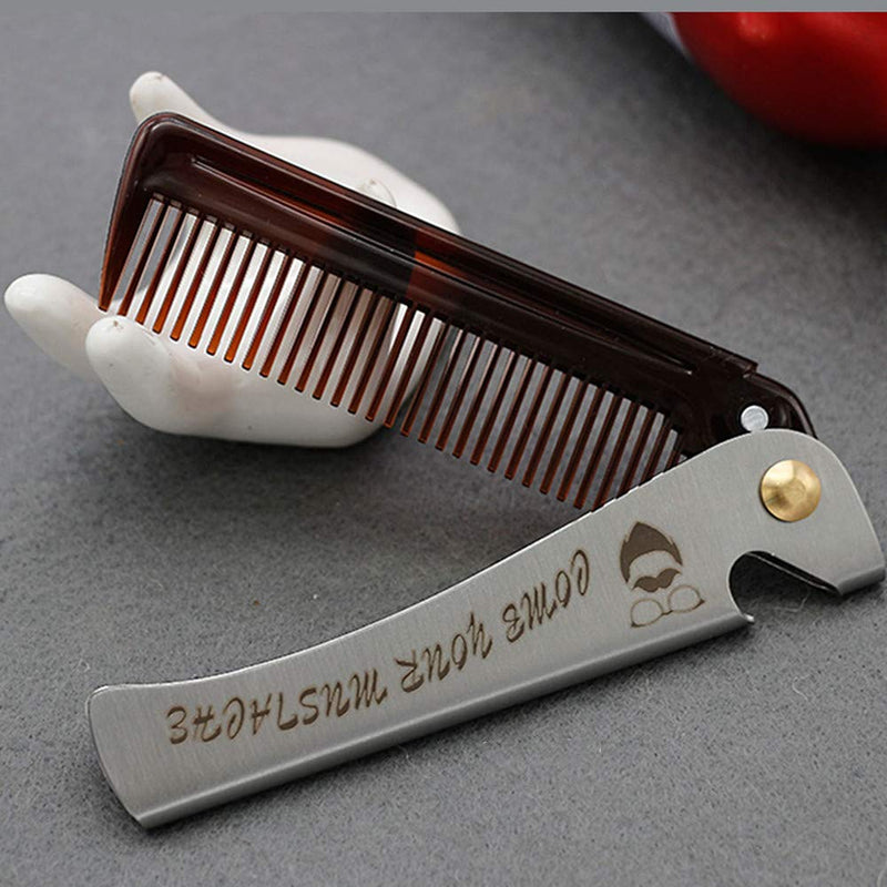 Hair and beard comb, stainless steel comb, mustache shaping comb, pocket beard comb, for men, sliver - NewNest Australia