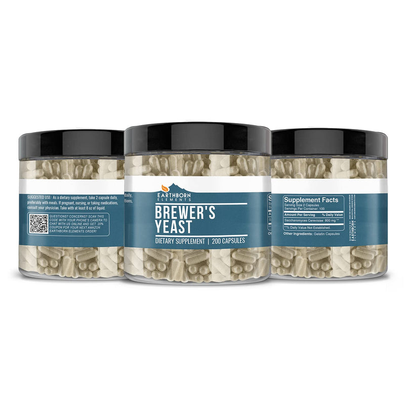 Earthborn Elements Brewer's Yeast 200 Capsules, Pure & Undiluted, No Additives 400 mg - NewNest Australia