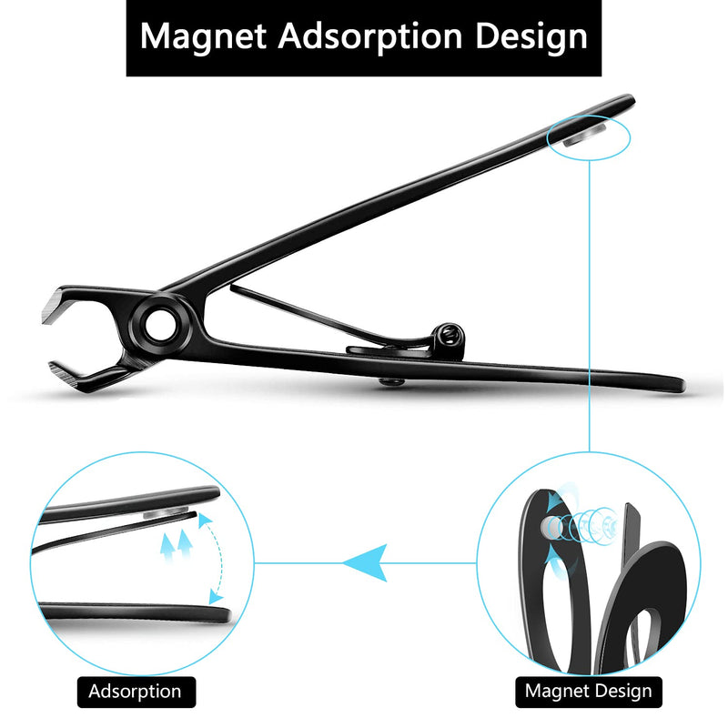 Nail Clippers for Thick Nails, Wide Jaw Opening Nail Clippers with Curved and Slant Straight Blade Edge, Heavy Duty Thick Toenail Clippers Fingernail Cutters Set with File for Seniors Adult Men Women Black (Curved + Straight) - NewNest Australia