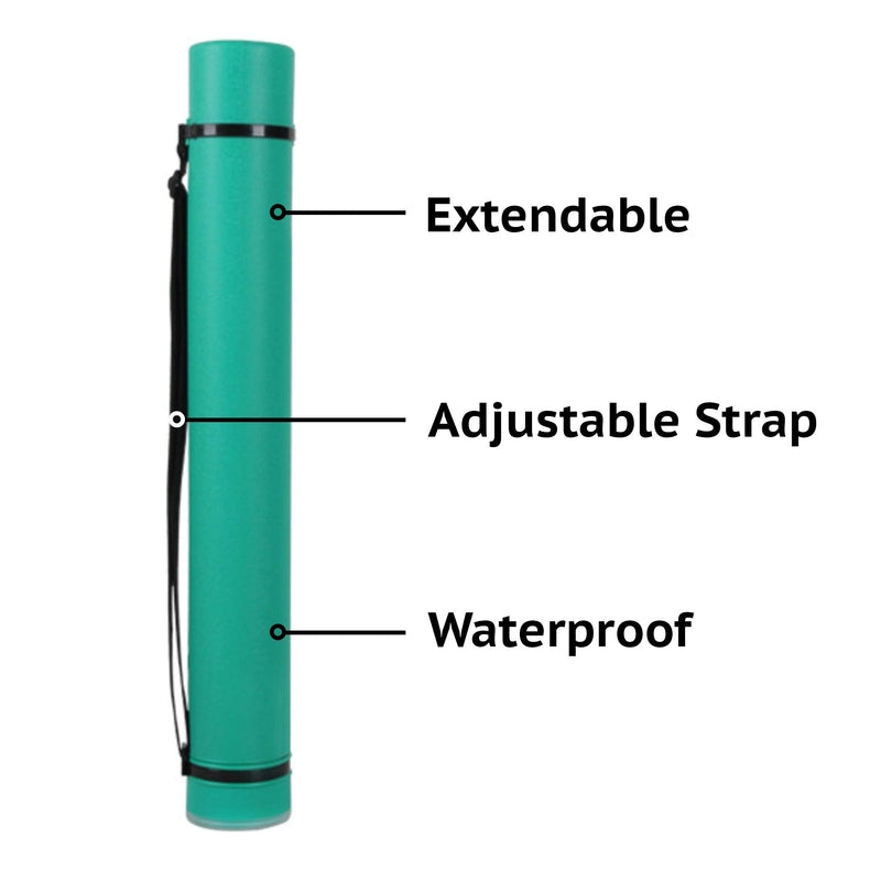 2-Pack Extendable Poster Tubes Expand from 24.5” to 40” with Shoulder Strap | Carry Documents, Blueprints, Drawings and Art | Red and Green Portable Durable Round Storage Cases with Lids and Labels - NewNest Australia