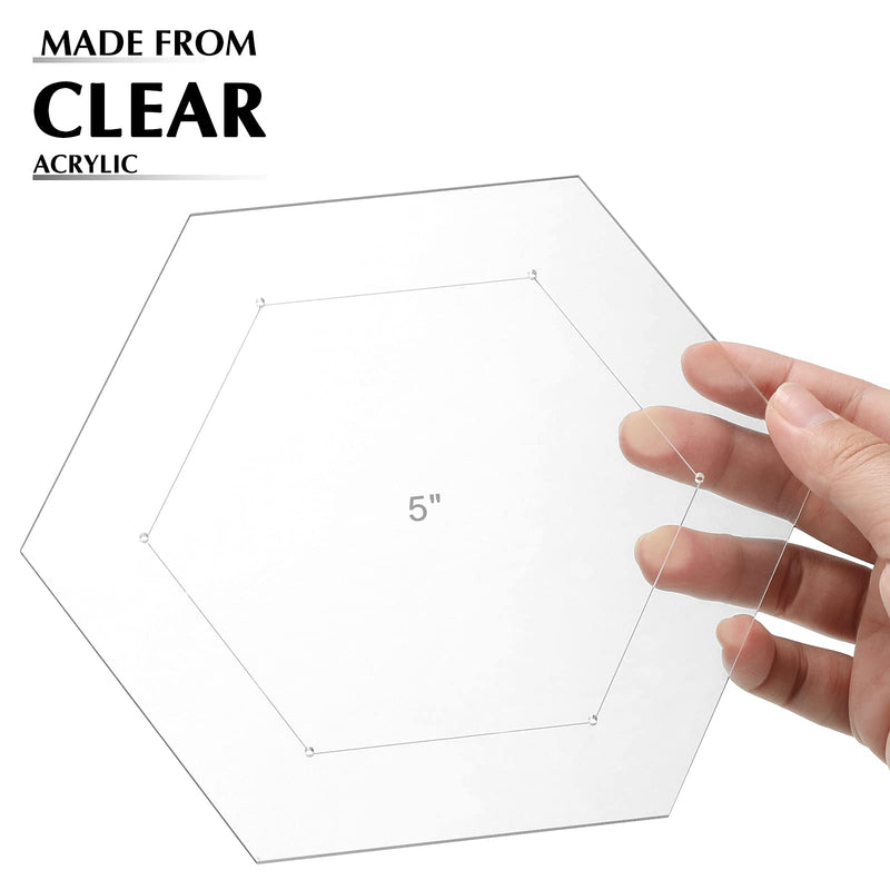 6 Pieces Hexagon Quilting Templates 1 Inch, 1.5 Inch, 2 Inch, 3 Inch, 4 Inch, 5 Inch with 1/4 Inch Seam Allowance, Acrylic Quilting Templates for DIY Quilting Sewing Crafts - NewNest Australia