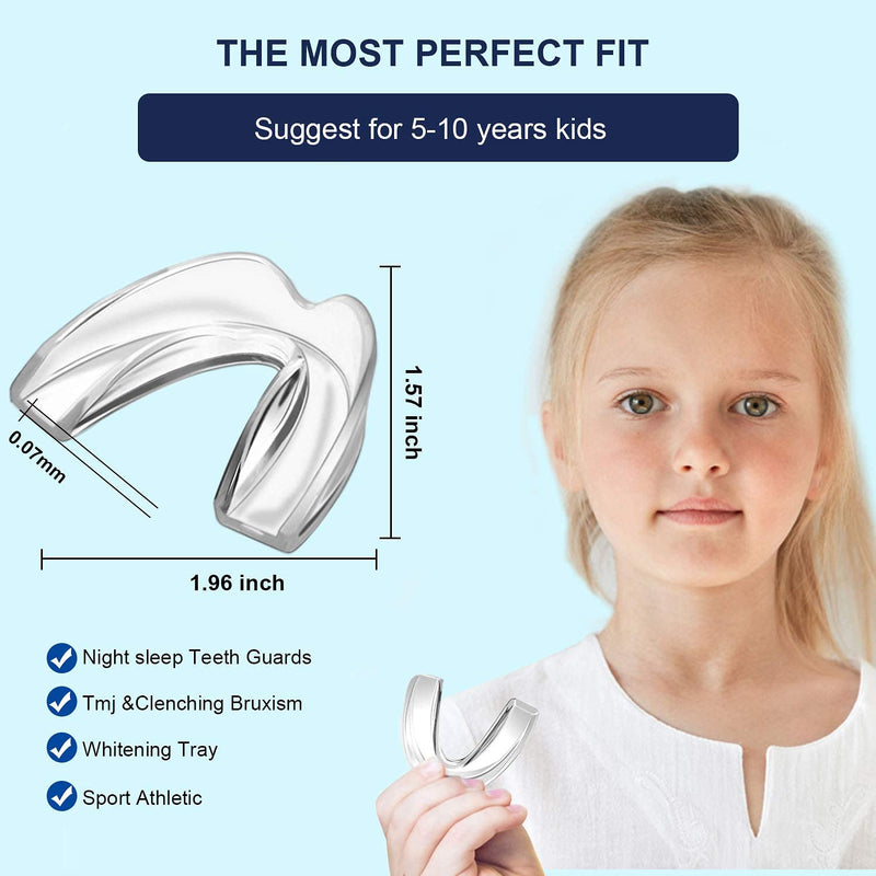 EastermCare Children's Mouth Guard for Teeth Grinding, 4 Pieces Bite Guard + Mouth Guard Case, Eliminates Grinding Bruxism, Teeth Whitening and Sports, Moldable Bite Guard for Children (5-10 Years Old Children) - NewNest Australia