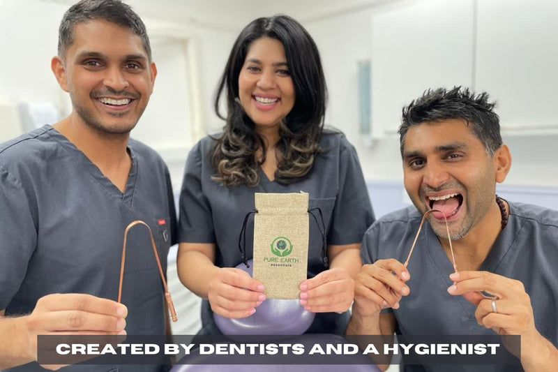 100% Pure Copper Tongue Scraper for Adults - Natural Tongue Cleaner with Firm Grip & Travel Case - Ayurveda Tongue Scraper for Dental Health and Fresh Breath - by Pure Earth Essentials (2 Pieces/Pack) 2 - NewNest Australia