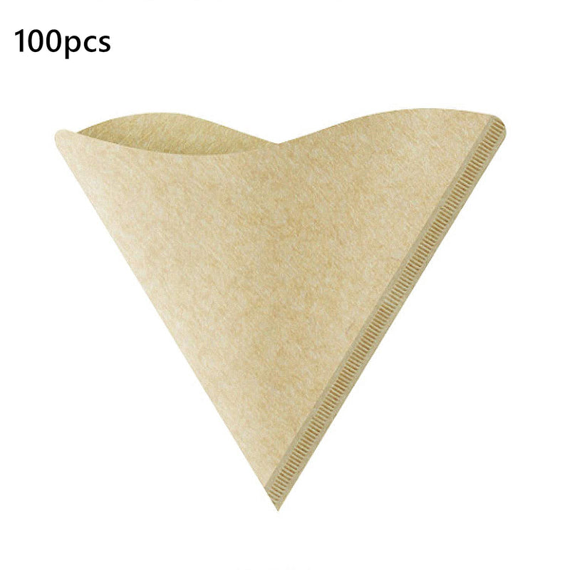 100pcs Coffee Filter Papers V-Shape Coffee Powder Filter Paper Natural Unbleached Coffee Paper Cone Shape Filter Bags for Coffee Machine and Hand Filter - NewNest Australia