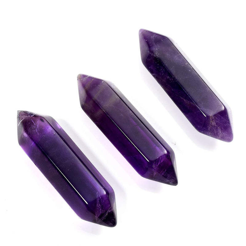 CrystalTears Healing Crystal Wands Set Hexagonal Natural Amethyst Rose Quartz Clear Quartz Reiki Healing Quartz Crystals Points Bulk Gemstone for Meditation Crystal Therapy 1.18"-1.3" Amethyst+rose Quartz+clear Quartz - NewNest Australia