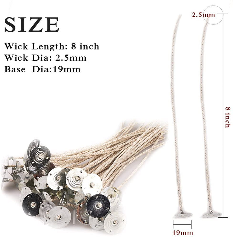 100pcs ECO14 Wicks for Soy Candles, 8 inch Pre-Tabbed Candle Wick for Candle Making,Thick Candle Wick with Base - NewNest Australia